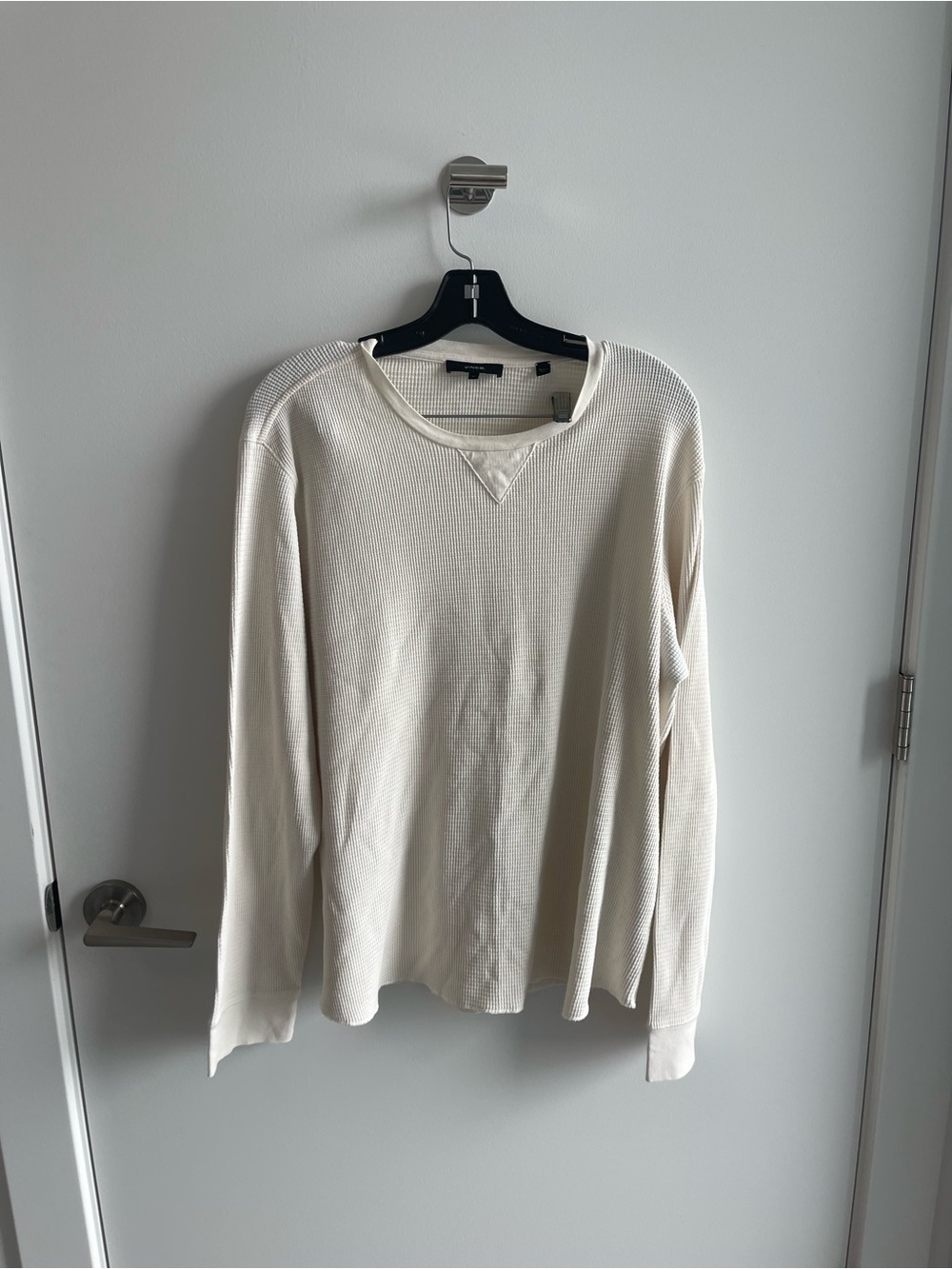 Vince  Cream Waffle-Knit Long Sleeve Sweater